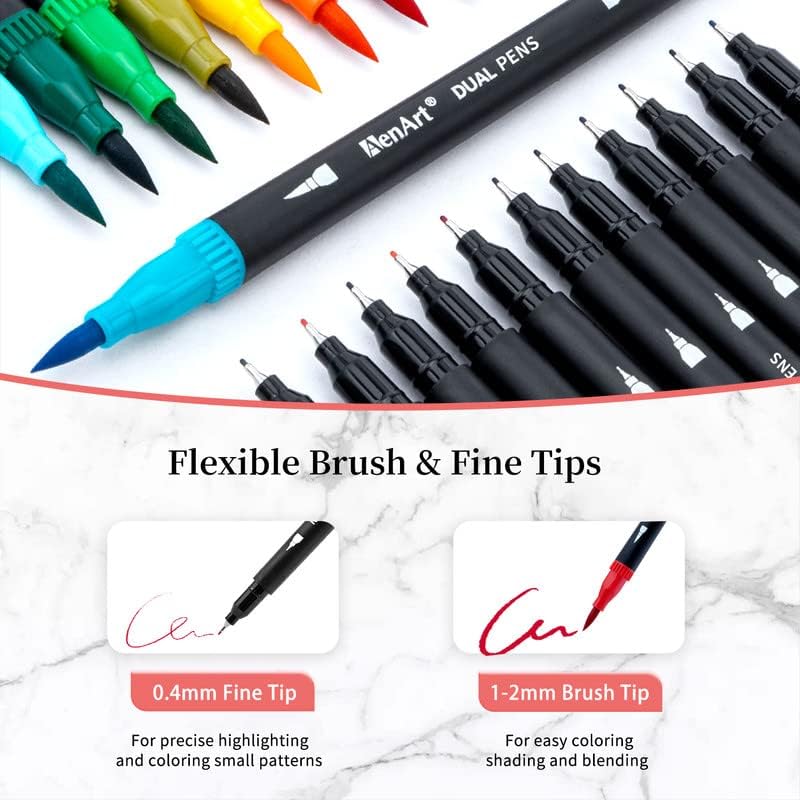 36 Dual Brush Markers for Adult Coloring Books, Double Tip Pens Art Set - Image 3
