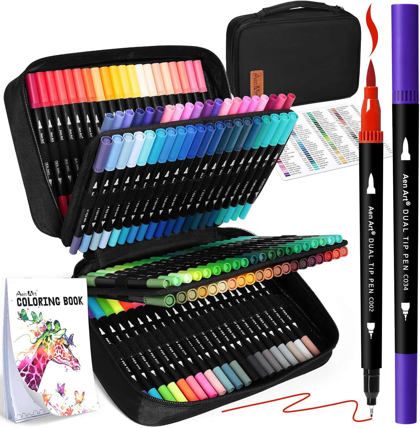 36 Dual Brush Markers for Adult Coloring Books, Double Tip Pens Art Set - Image 8