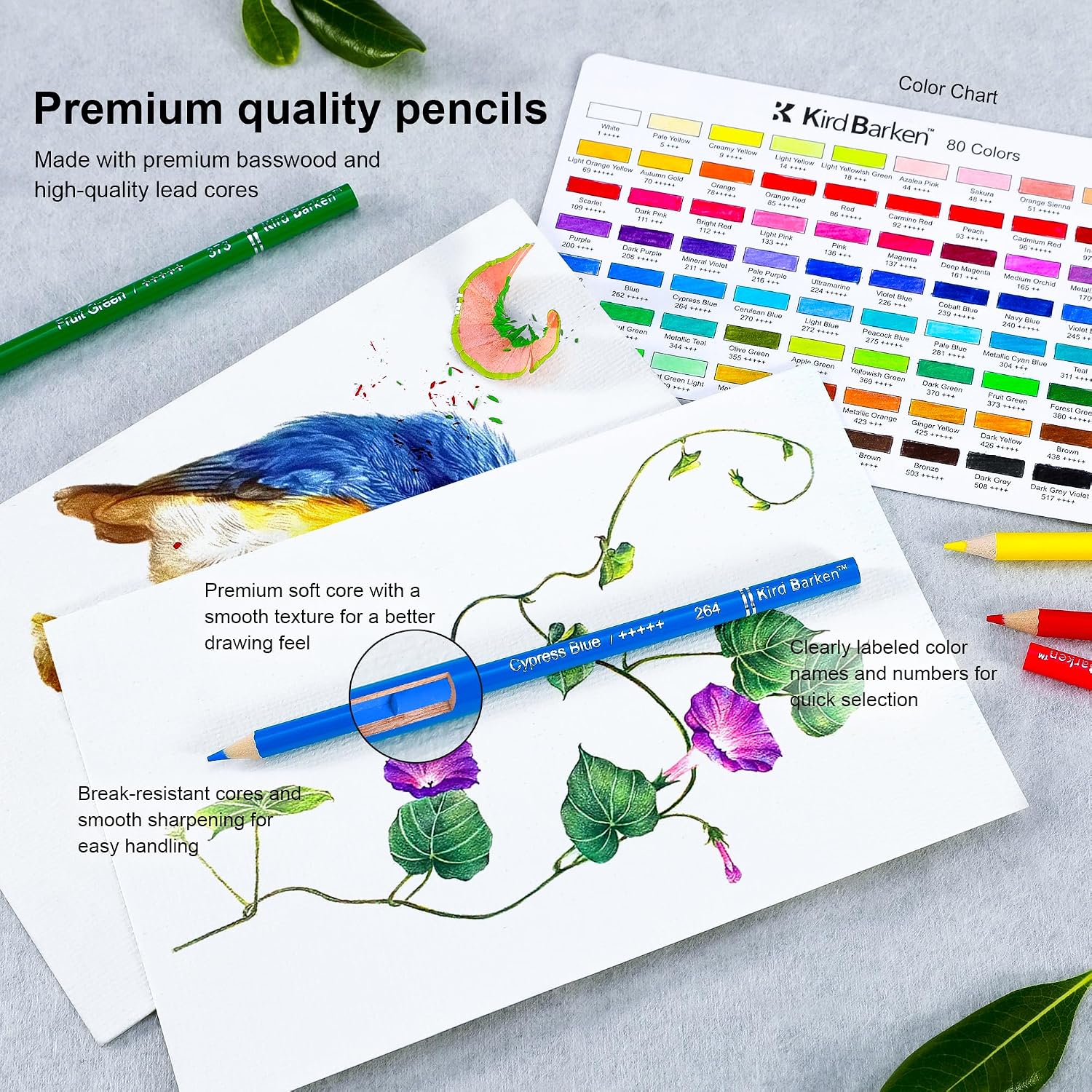 Kird Barken 80-Color Premium Art Pencil Set - Hình 4