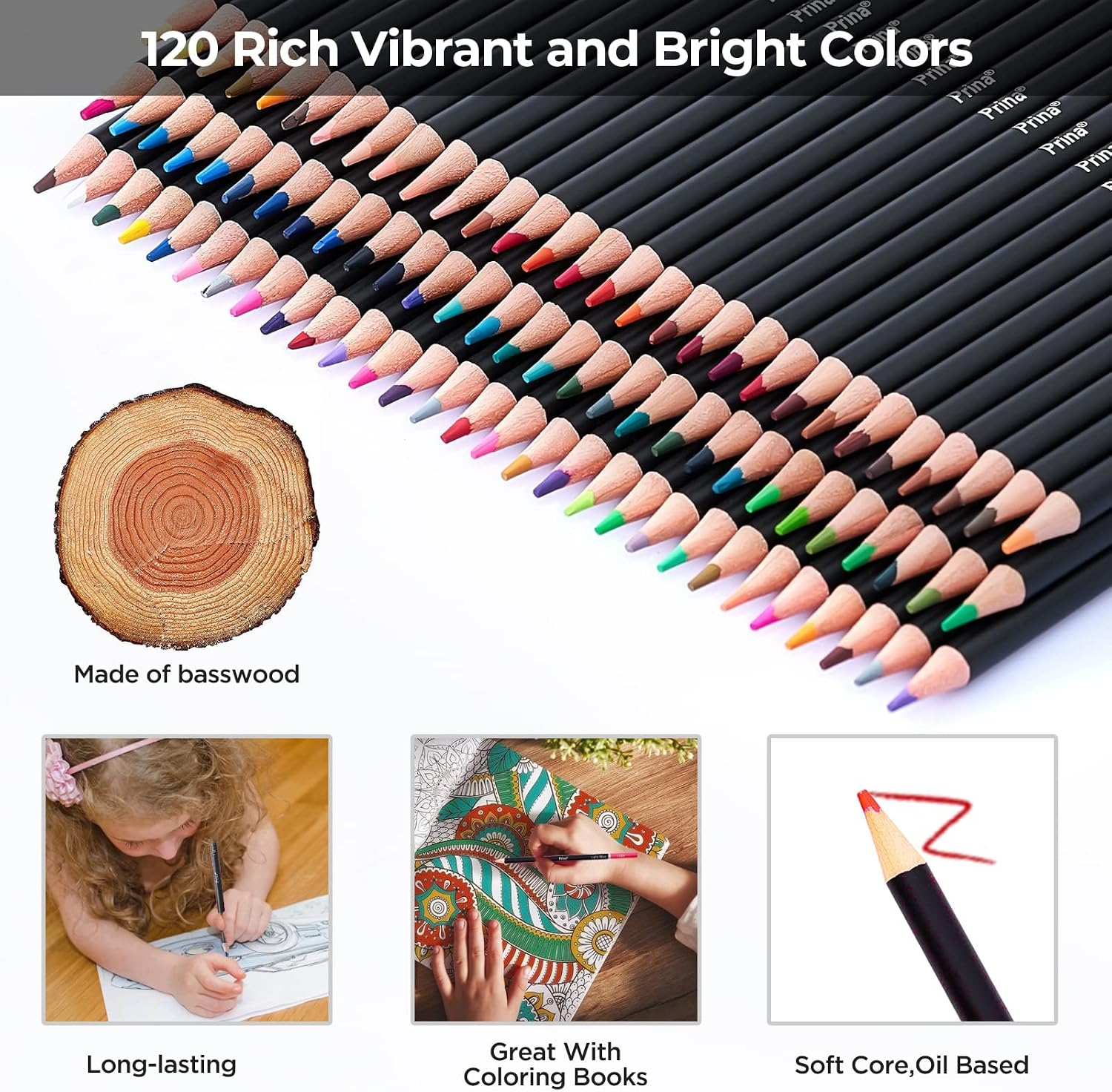 Art Supplies 120 Colors Colored Pencils Set for Adults Coloring Books with Sketchbook - Image 4